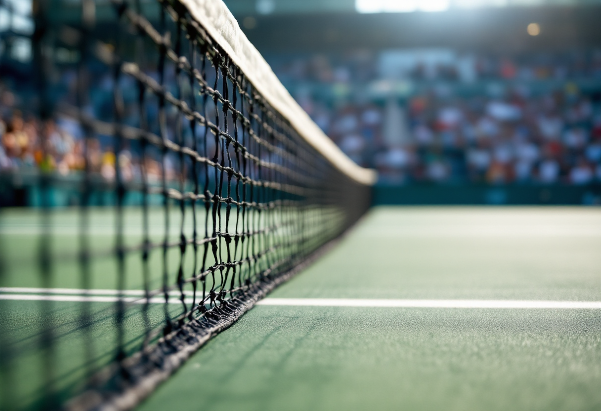 Jannik Sinner in azione durante un torneo di tennis