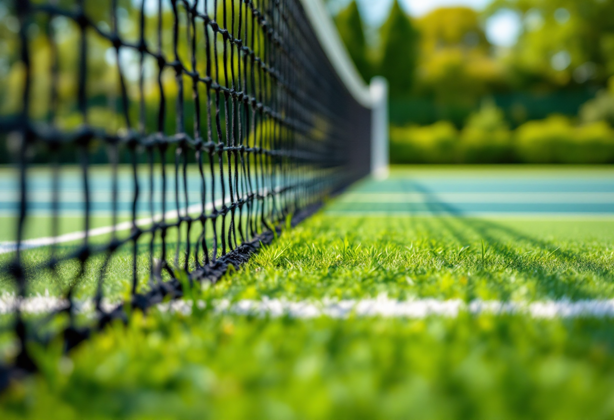 Jannik Sinner in azione durante un torneo di tennis