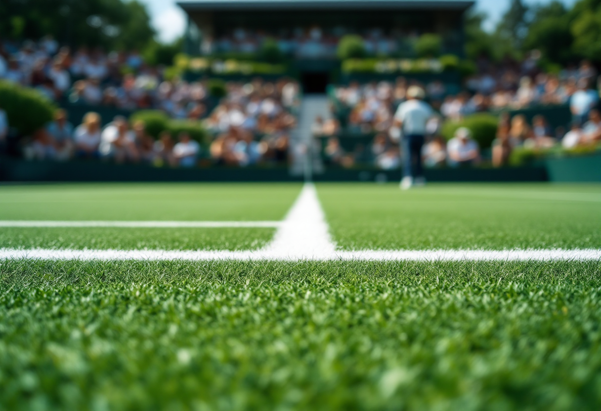 Jannik Sinner in azione durante una partita di tennis
