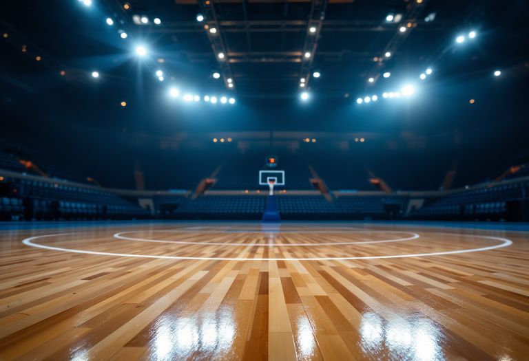 Julius Randle osserva la partita tra Olimpia Milano e Virtus Bologna