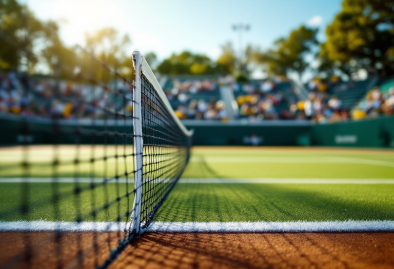 Giocatori di tennis in azione durante un torneo emozionante