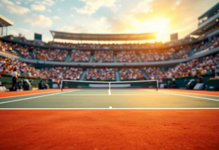 Giocatori di tennis in azione durante un torneo emozionante