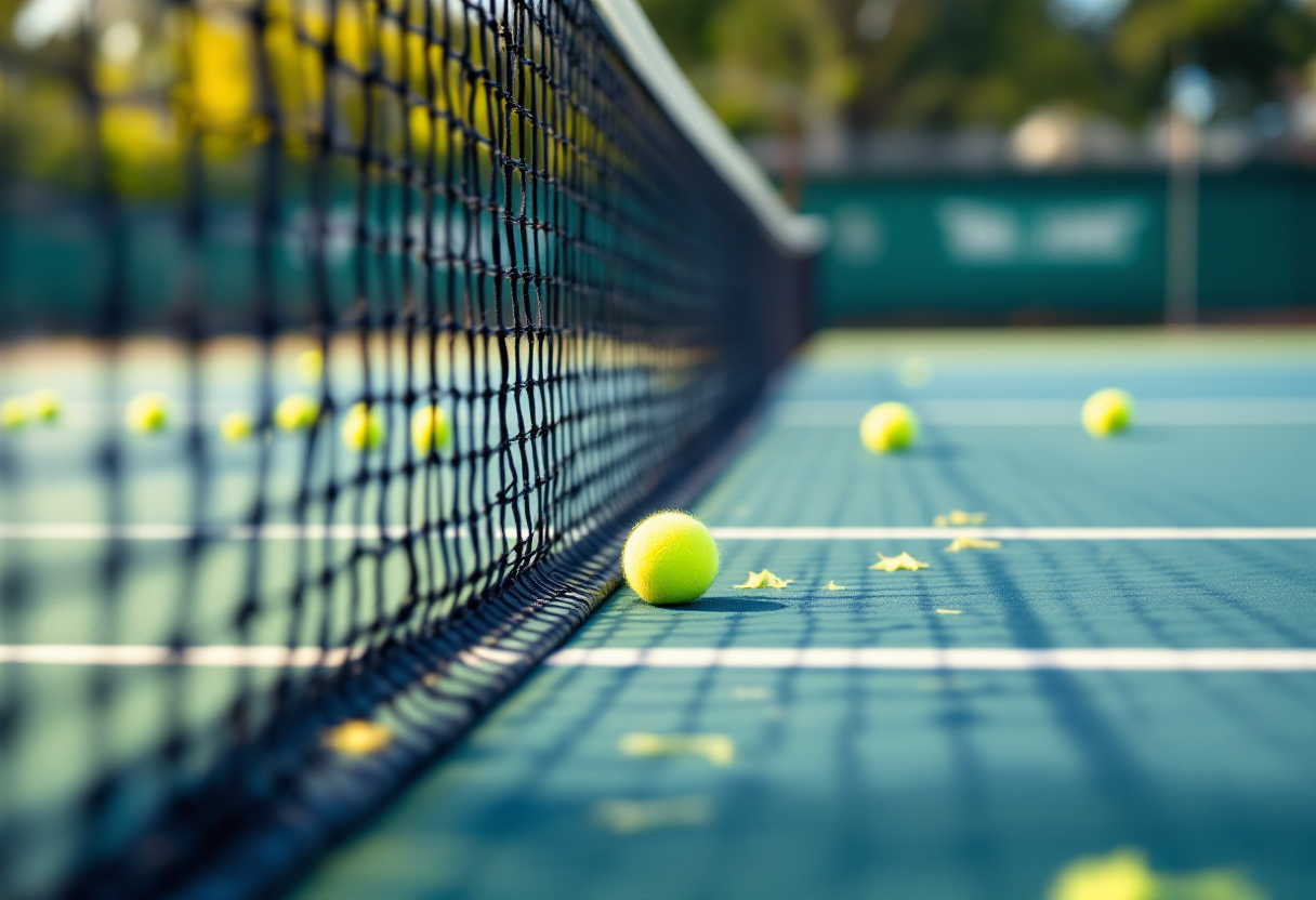 Lorenzo Musetti in azione contro Alcaraz nella semifinale