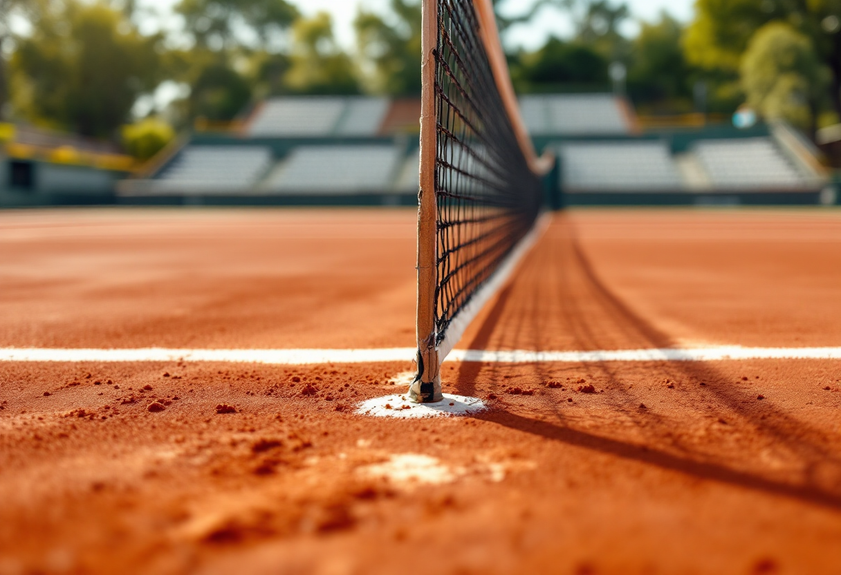 Giocatori di tennis in campo durante un torneo emozionante