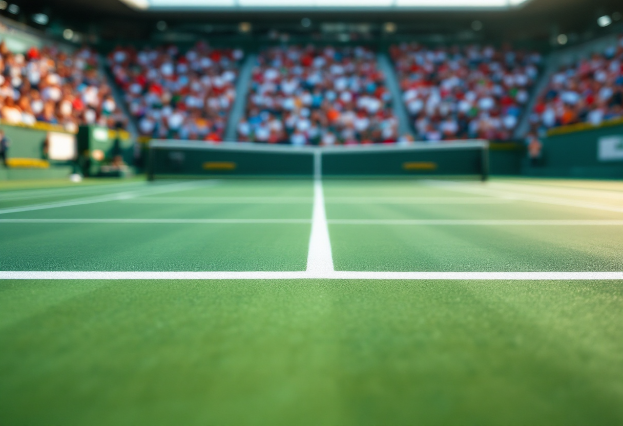 Giocatori di tennis in azione durante un torneo emozionante