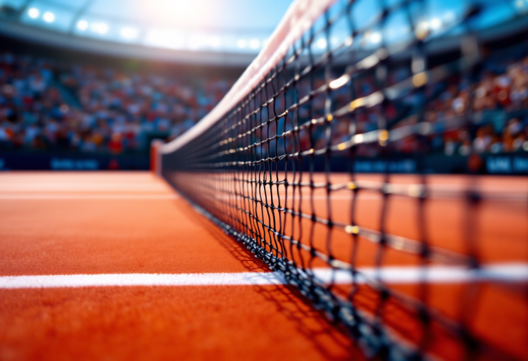 Giocatori di tennis in azione durante un incontro emozionante