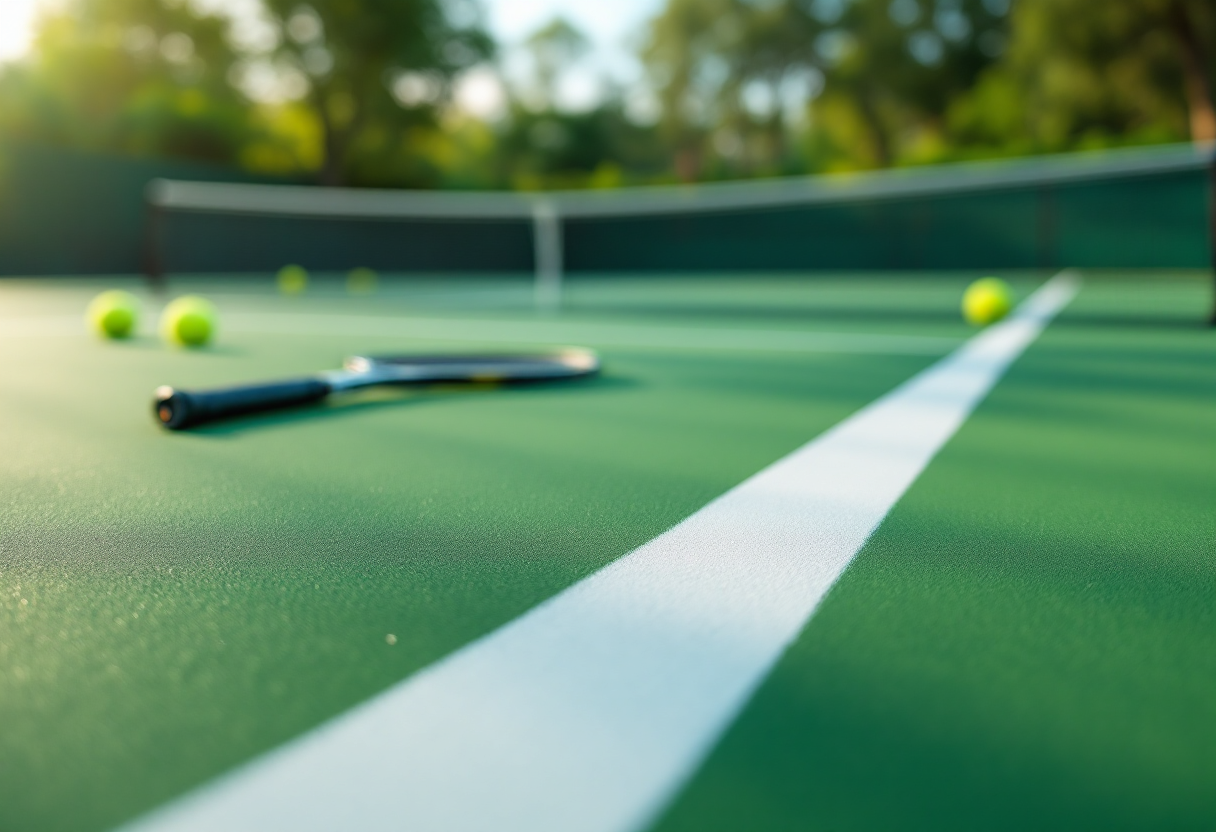 Giocatori di tennis in azione durante un incontro