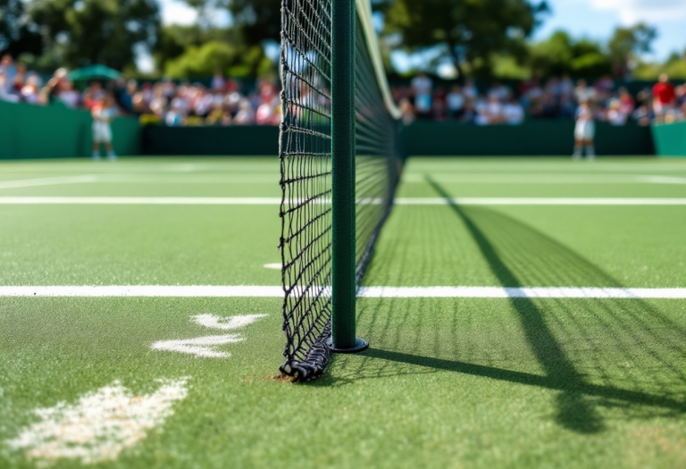 Giocatori di tennis in azione durante un torneo internazionale
