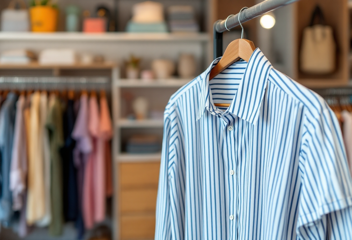 Camicia a righe colorate per la primavera 2025