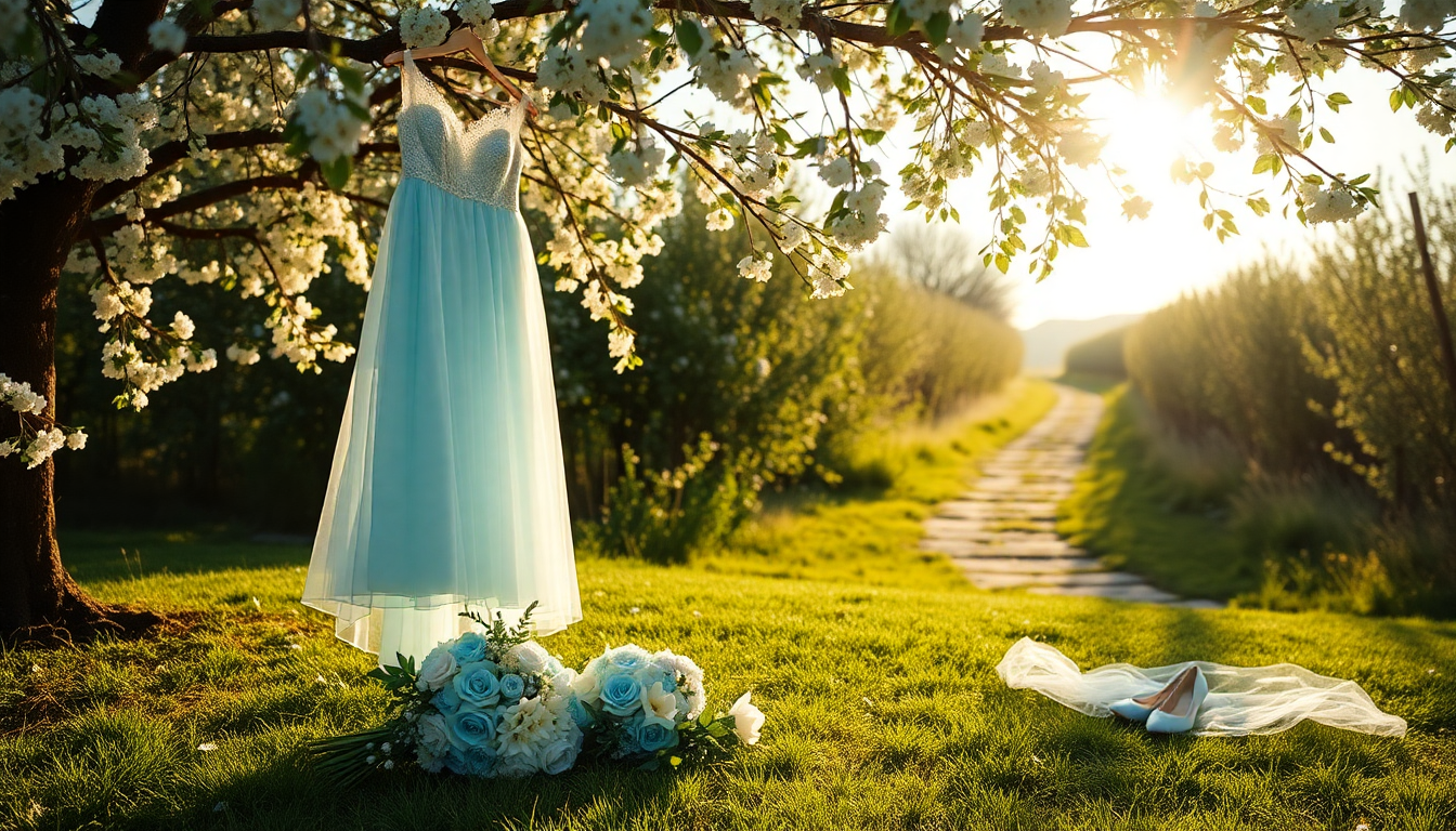 Scopri perché gli abiti da sposa azzurri stanno conquistando il cuore delle spose