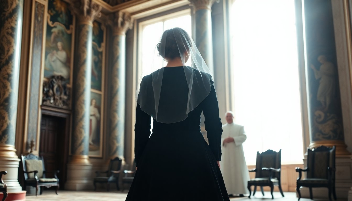 Camilla sfoggia un elegante look nero in Vaticano per commemorare Elisabetta II
