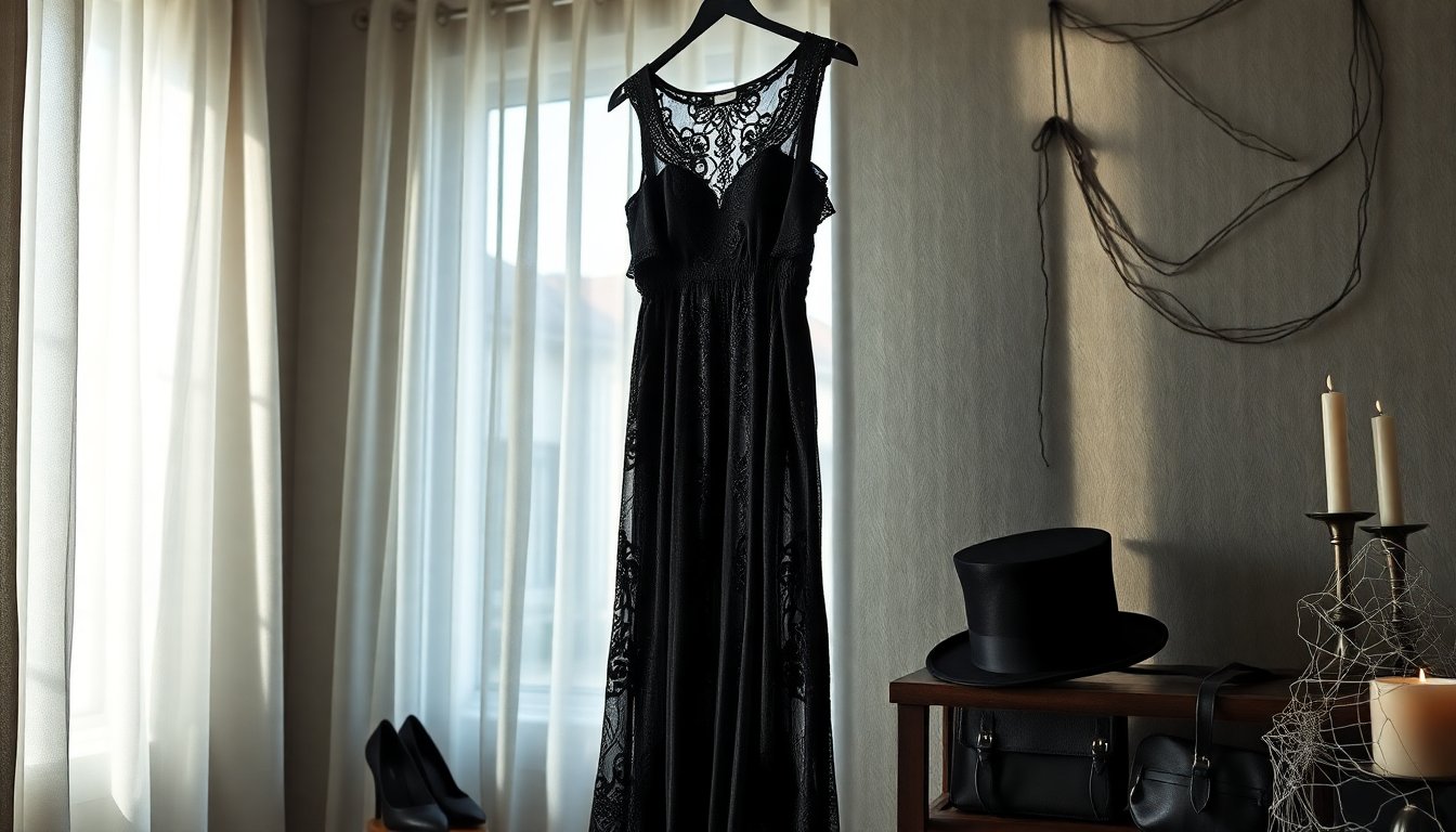 Costumi di Halloween: scopri l’eleganza dell’abito nero in pizzo per un look da brivido