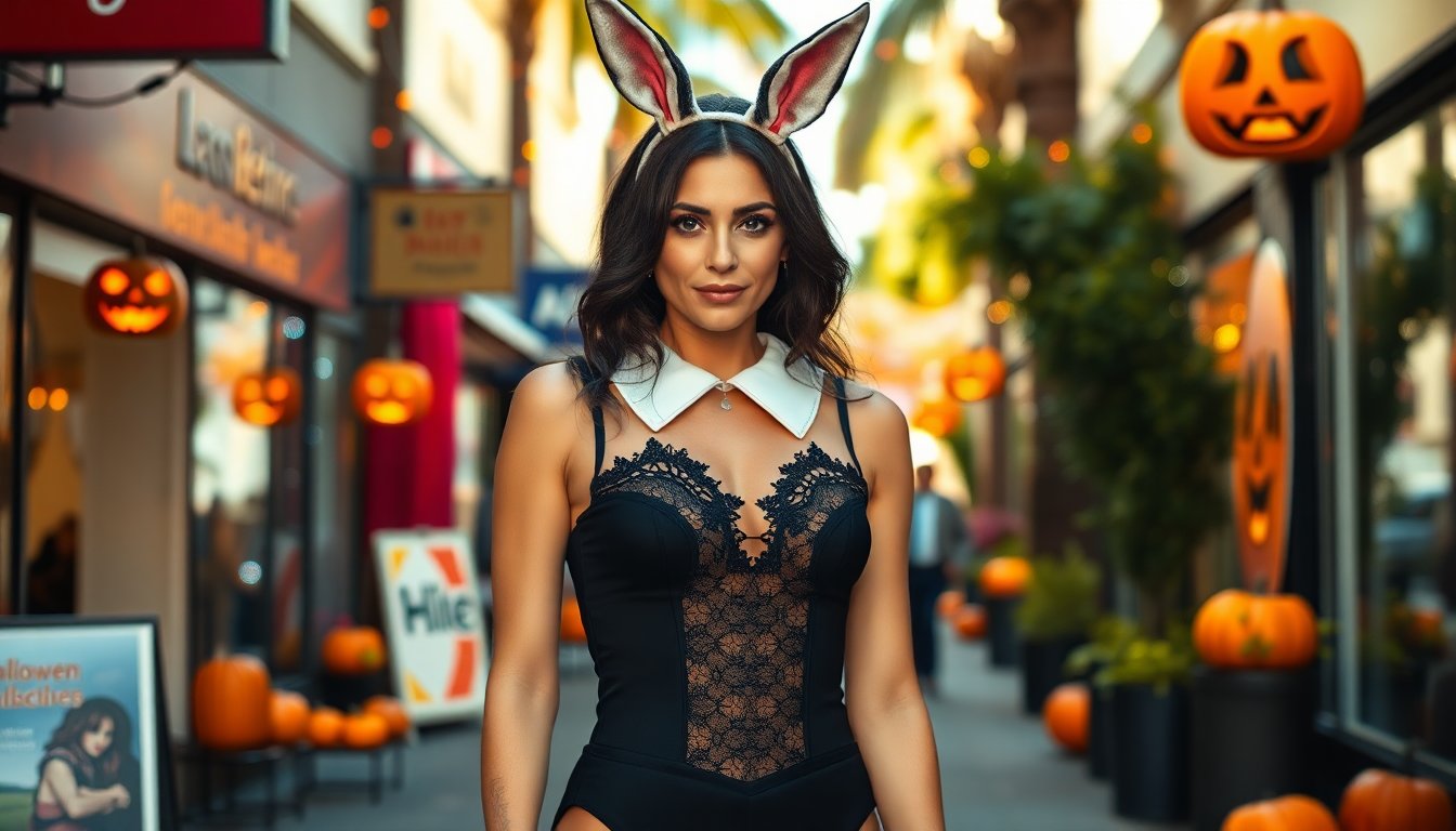 Elisabetta Canalis sfoggia un audace costume da coniglietta per Halloween: Scopri il look sorprendente!
