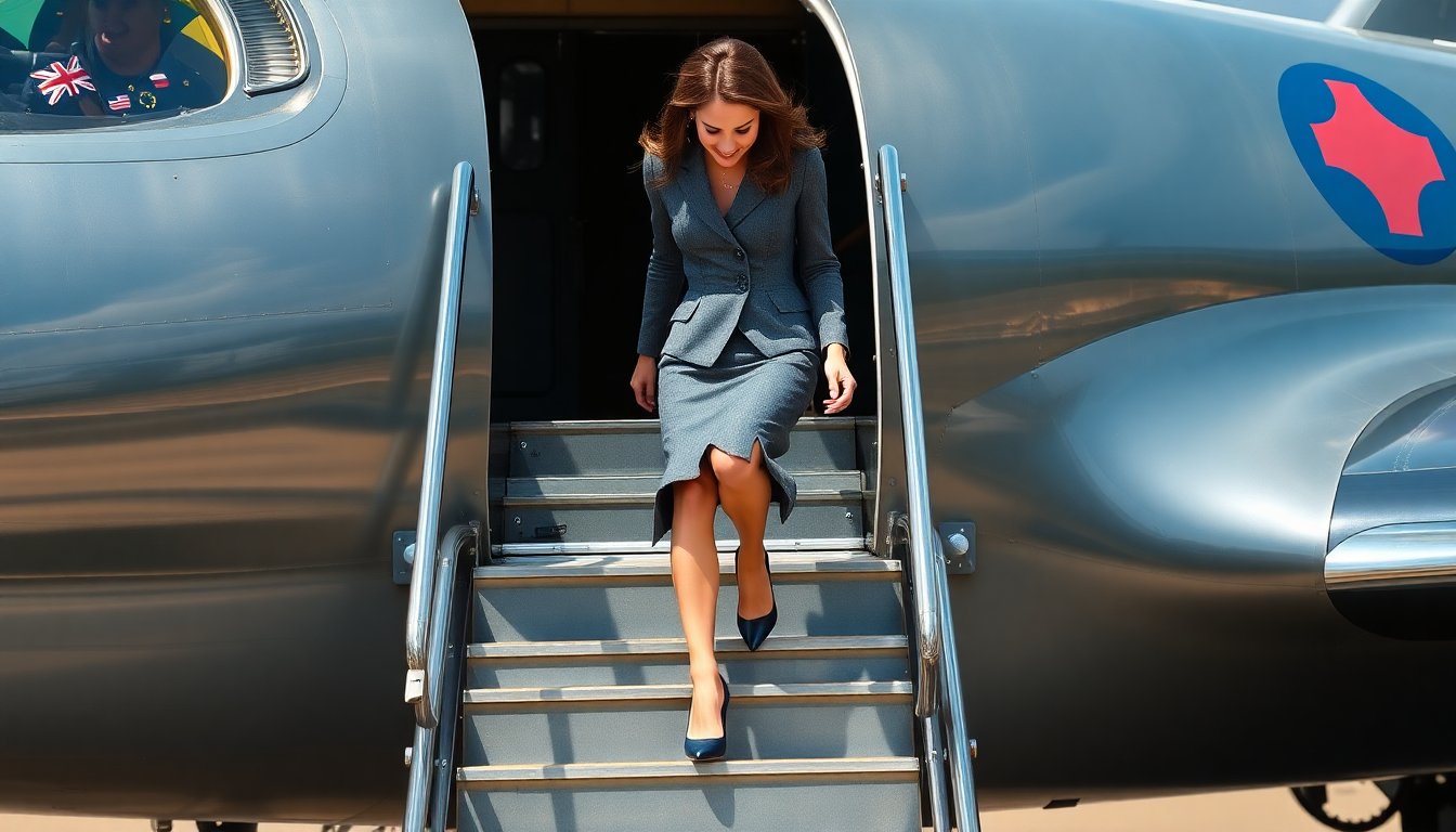 Il video virale di Kate Middleton con i tacchi sul jet militare