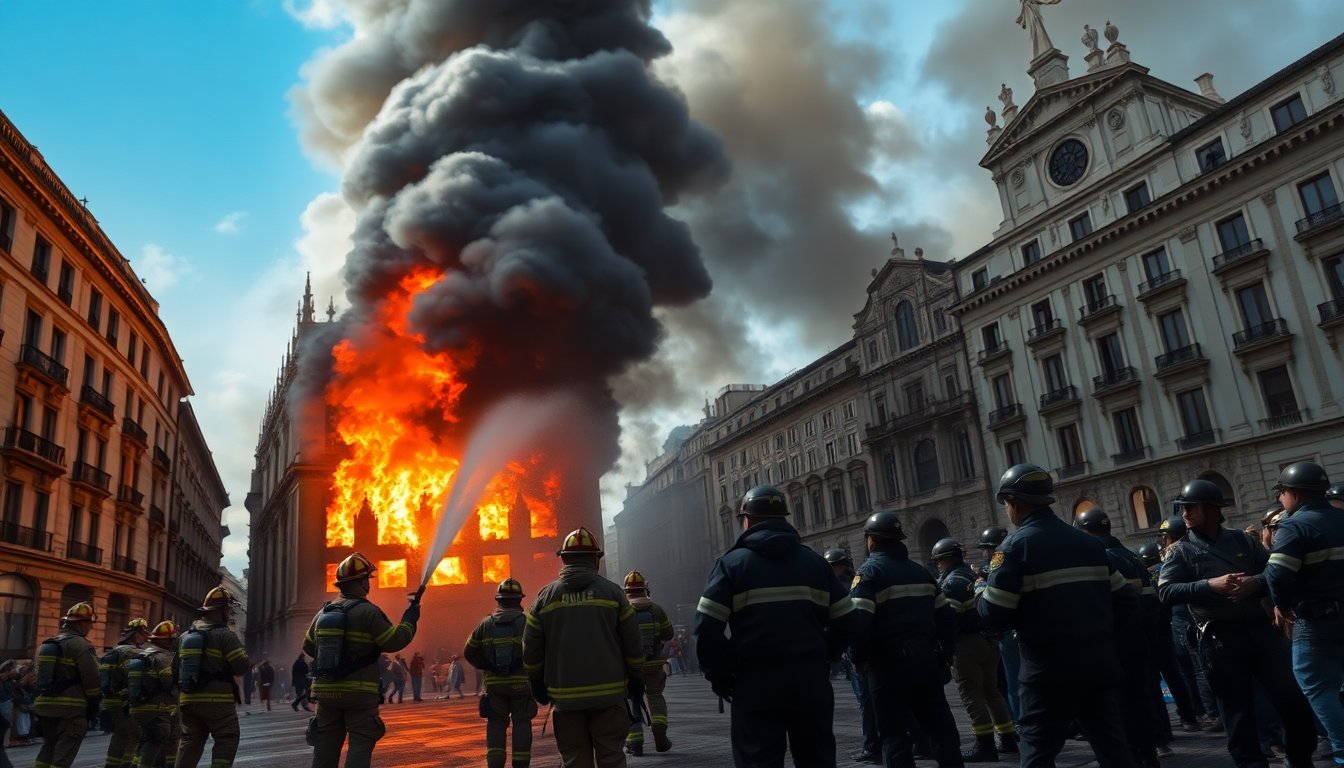 Incendio in centro città porta a evacuazioni e caos