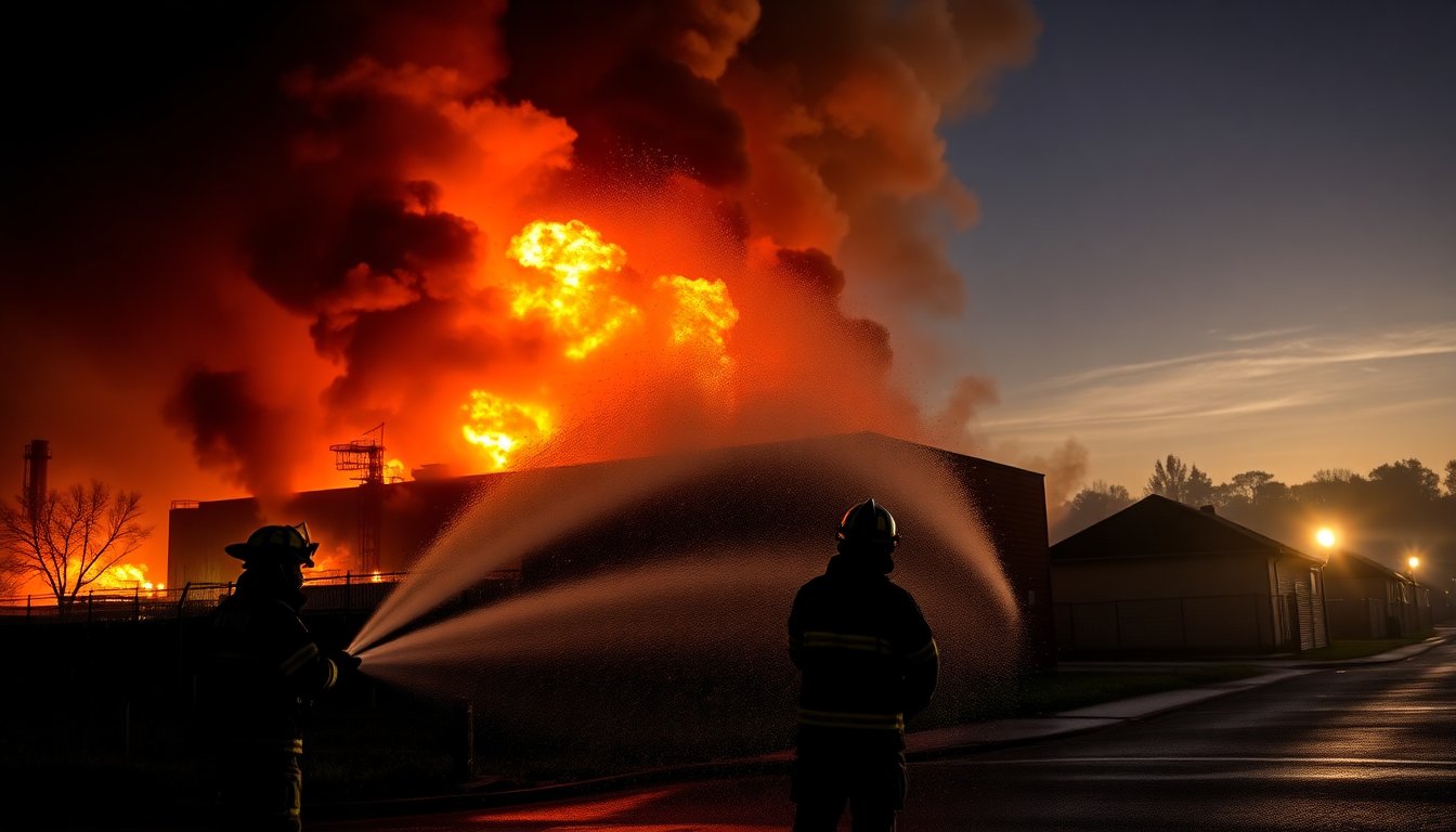 Incendio distrugge un’industria chimica in Lombardia