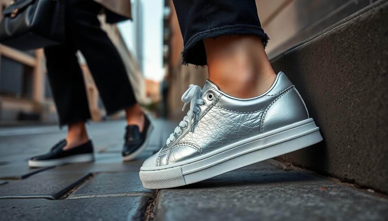 Come scegliere e indossare le sneaker argento per un look chic e versatile