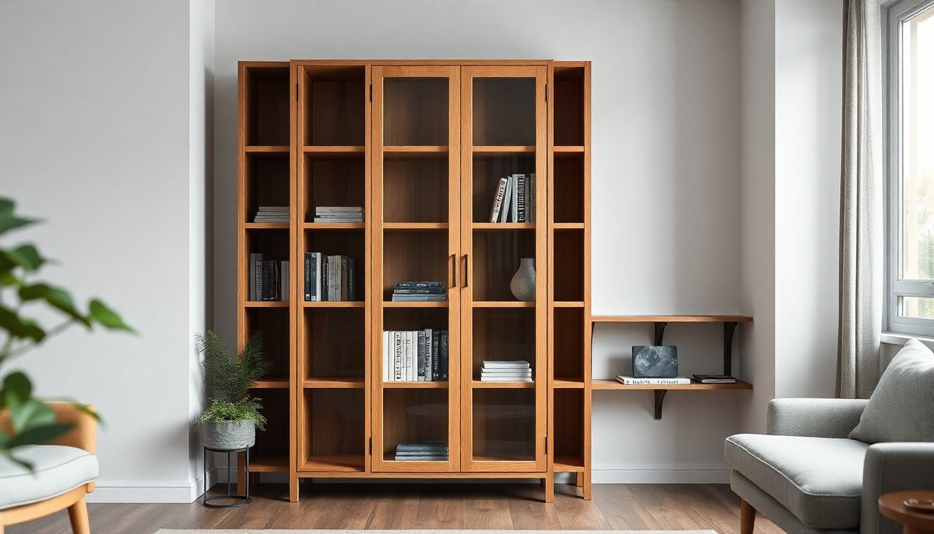 Libreria BILLY IKEA in rovere con vetrina: elegante e pratica