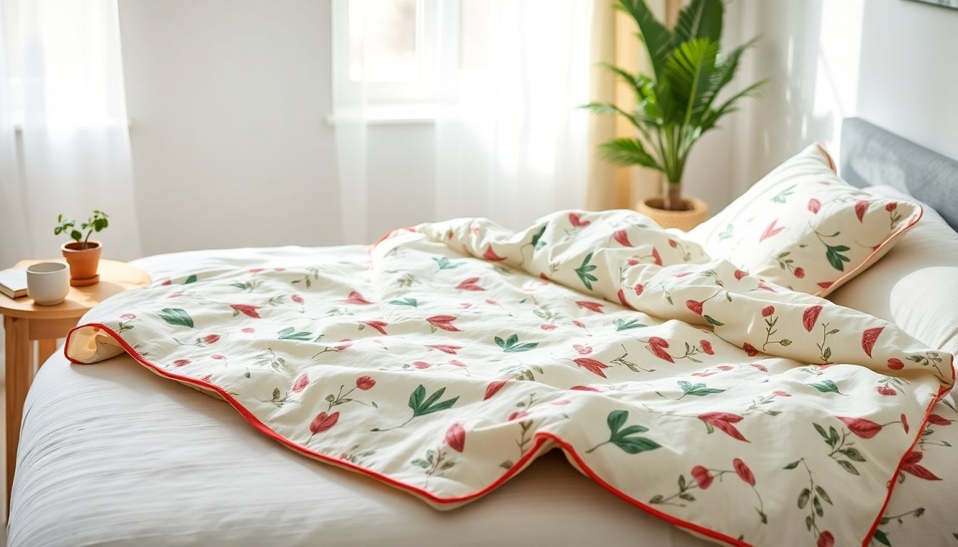 Trapunta leggera Kiabi con stampa botanica: comfort per le mezze stagioni