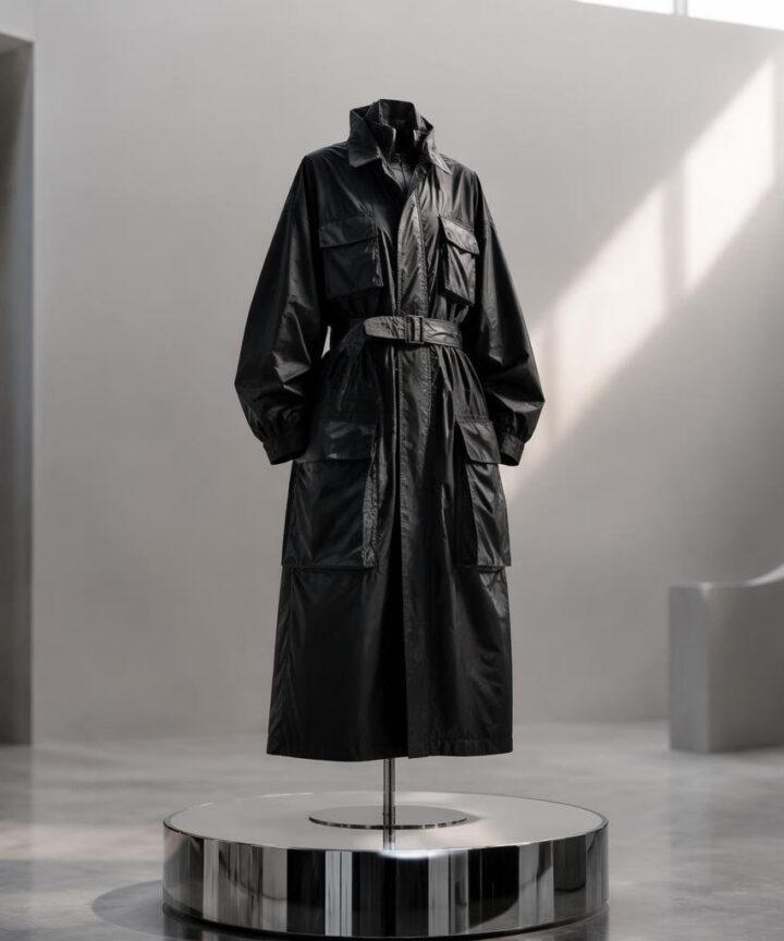 Saint Laurent reinventa il tubino: nylon, tasche cargo e stile grunge