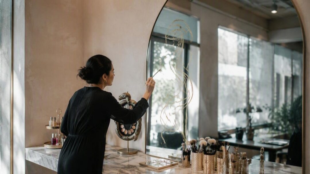 Estetica di Medusa: eyeliner grafico, capelli e gioielli narrativi