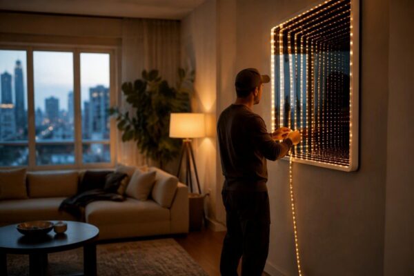 Infinity mirror fai-da-te: installazione museale per un salotto contemporaneo
