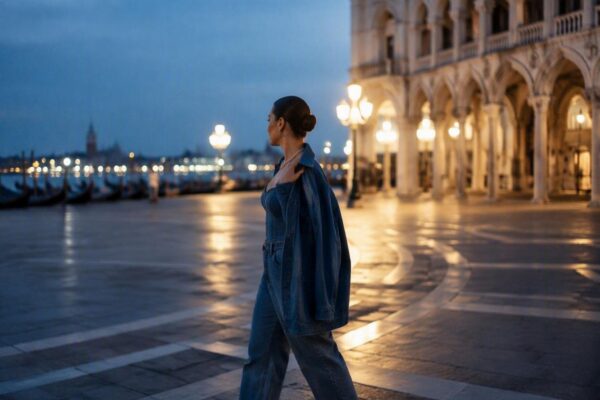 Venezia 2026: Melissa Satta sfoggia un total look in denim e accessori Cartier