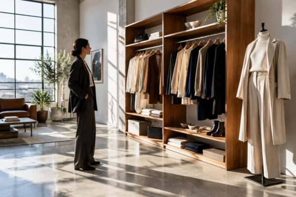 Capsule wardrobe no-season con palette, layering e accenti