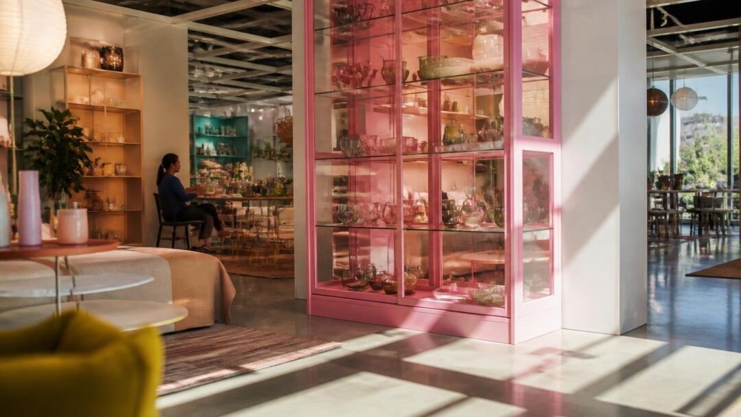 IKEA PS 2026: vetrina rosa con vetro a griglia, 149 €