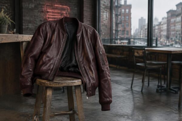 Il bomber bordeaux di Banana Republic x Zankov conquista New York