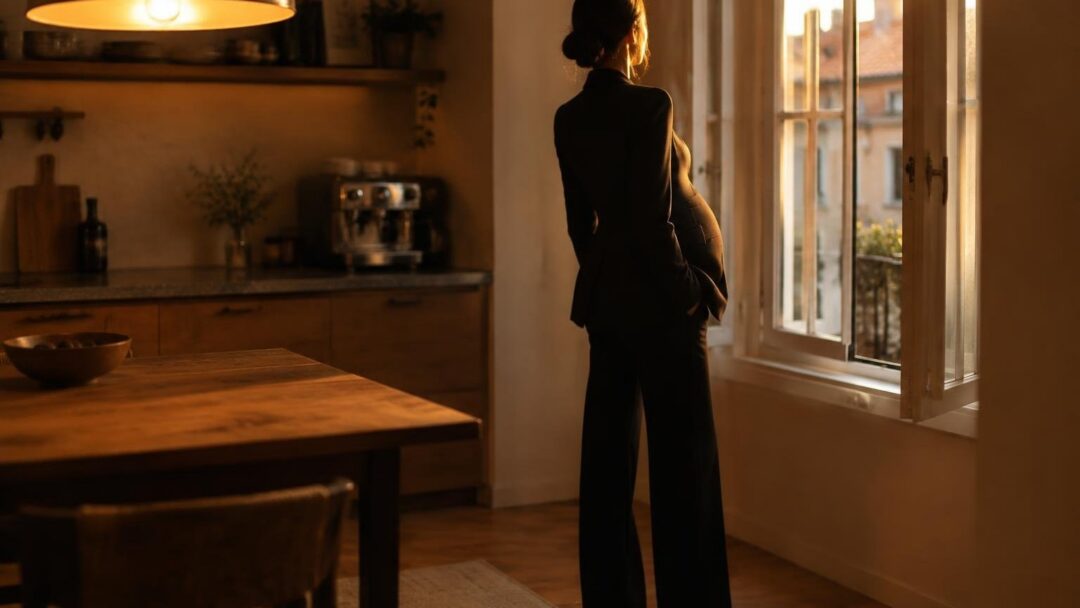 Il look premaman di Cristina Marino: completo in pelle nera