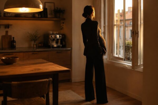 Il look premaman di Cristina Marino: completo in pelle nera
