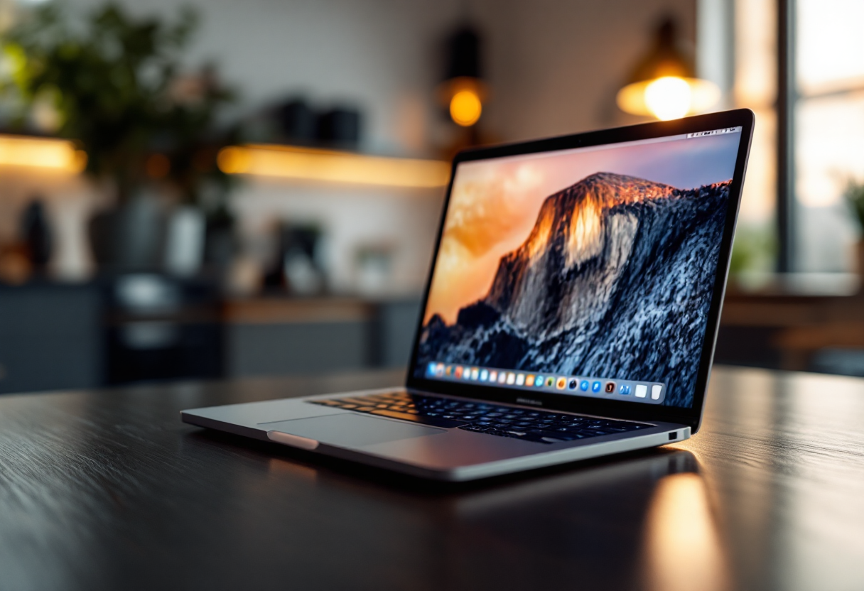 MacBook Pro reacondicionado con Touch Bar en un ambiente moderno