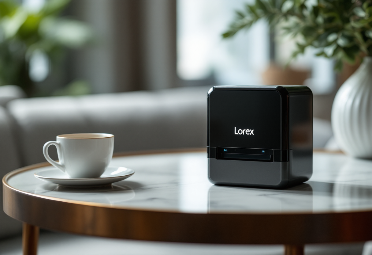 Timbradora Lorex 2K Wi-Fi in un ambiente domestico moderno
