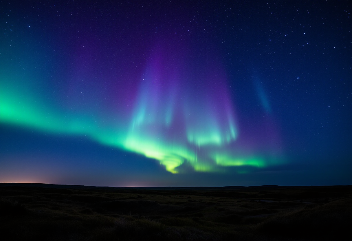 Immagine di auroras boreales nel cielo notturno
