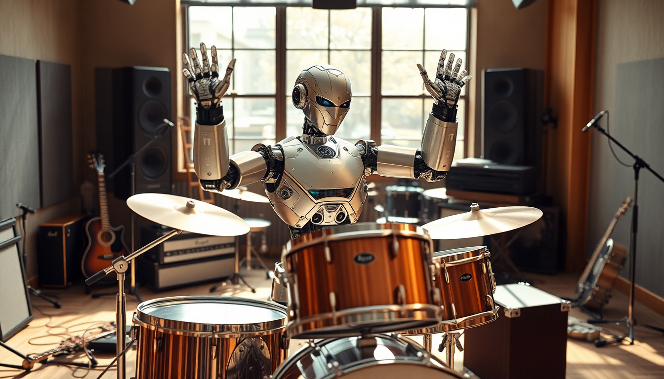 Robots humanoides que pueden tocar la batería con precisión