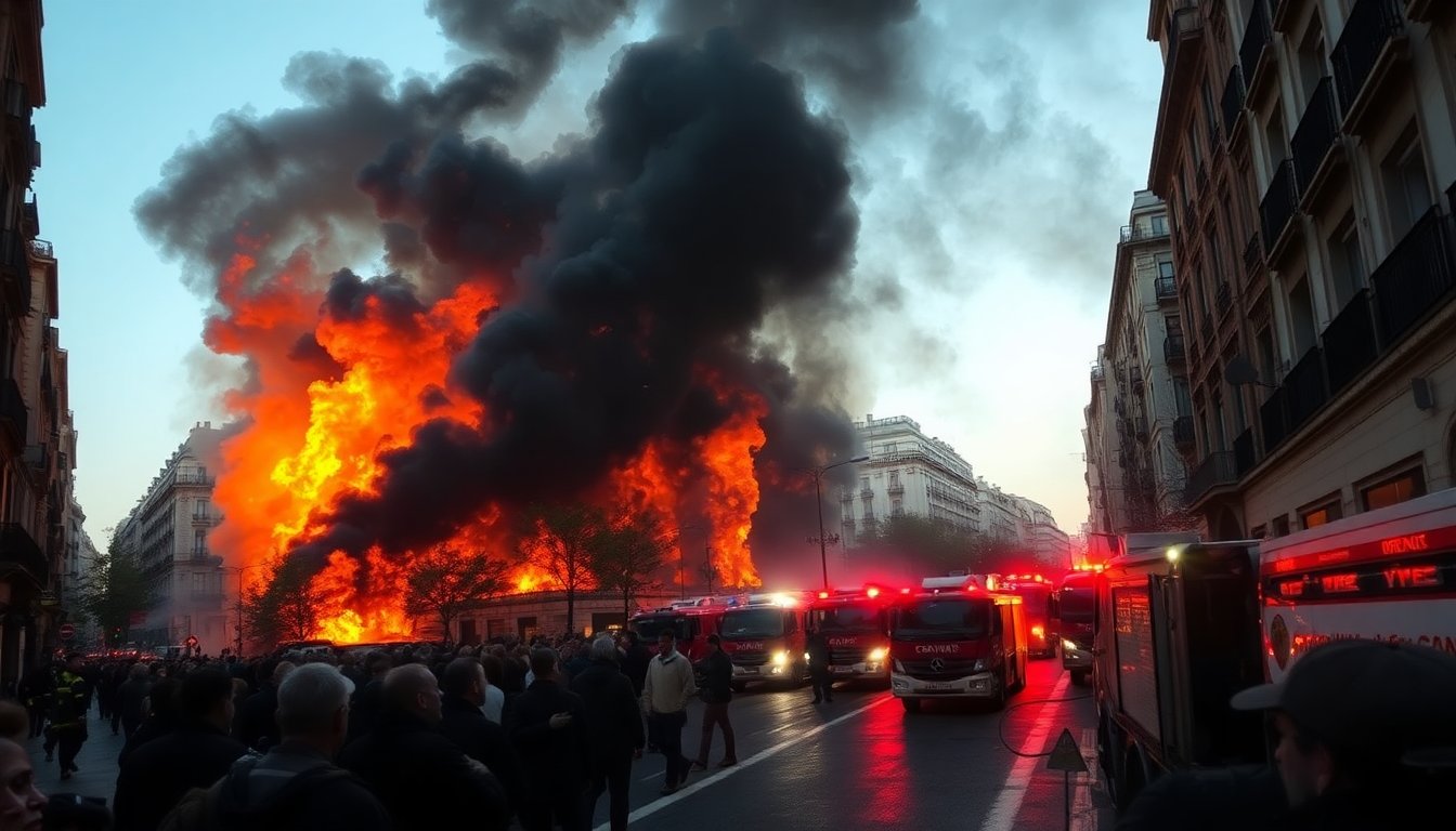 Incendio a Madrid: un’intera strada in fiamme