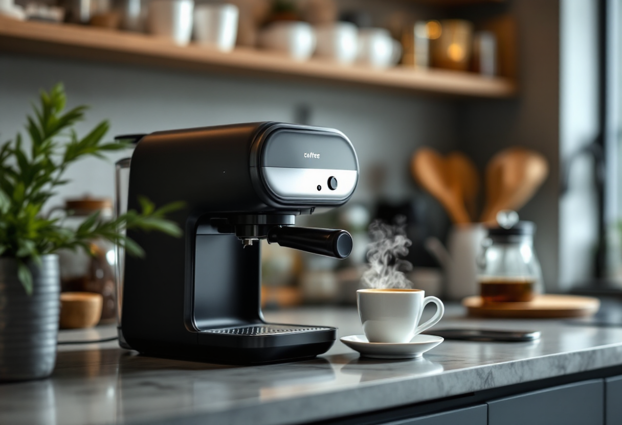 Macchina da caffè portatile in uso all'aperto
