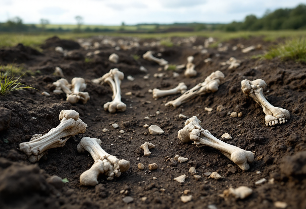 Rappresentazione del massacro di Charterhouse Warren nell'età del bronzo