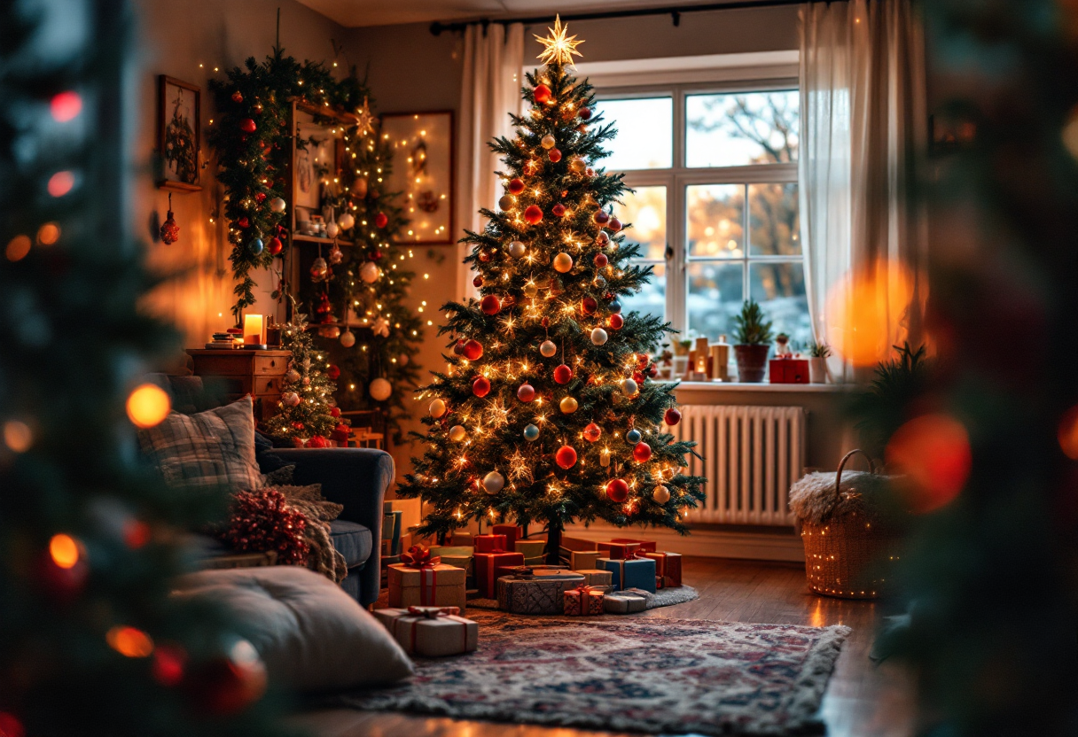 Bambini che partecipano a rituali natalizi festivi