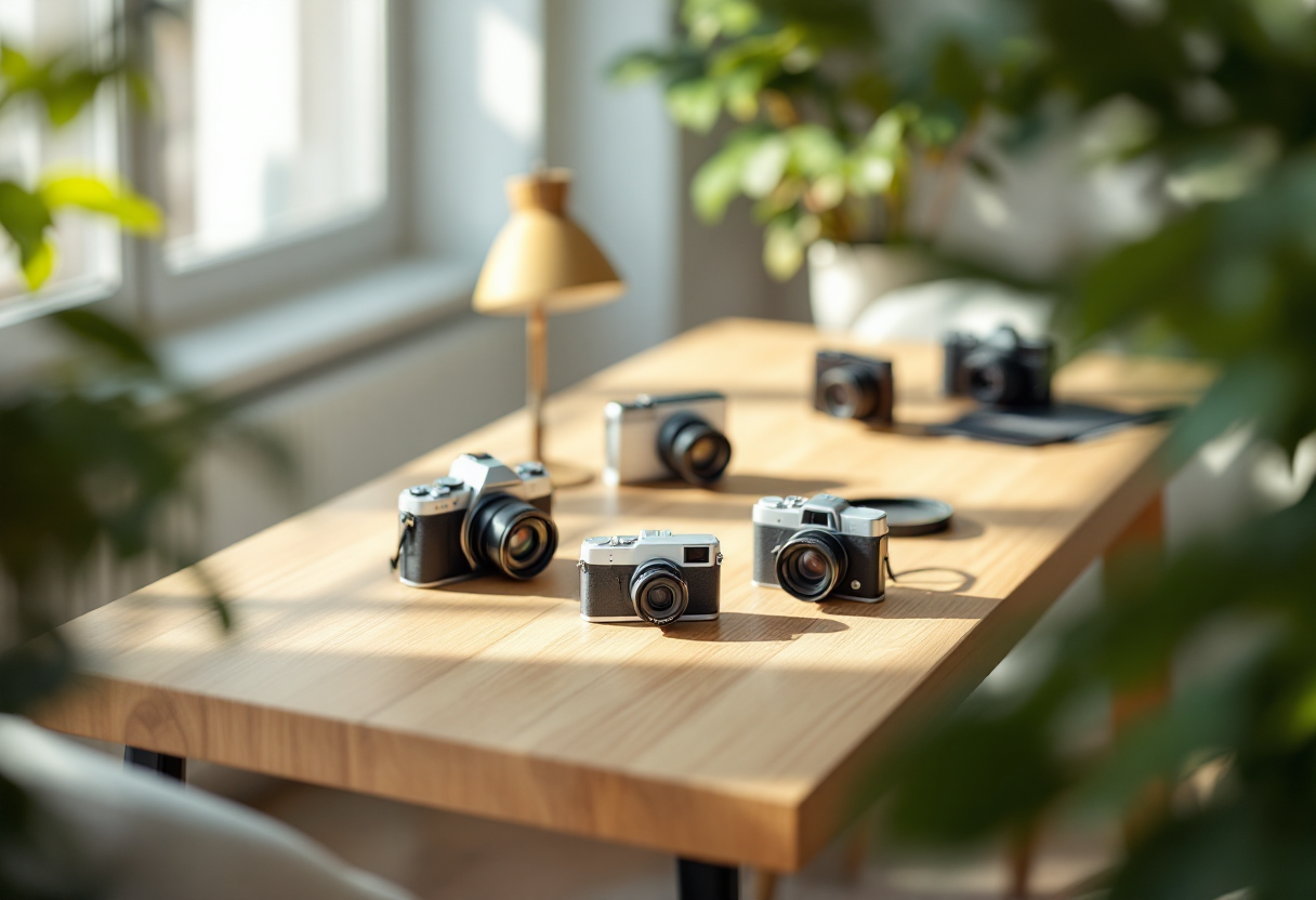Fotocamera compatta con obiettivo zoom e design elegante