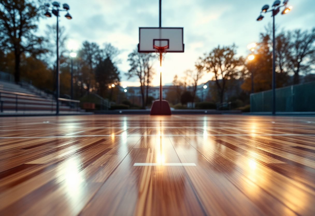 Giocatrici di basket femminile universitario in azione