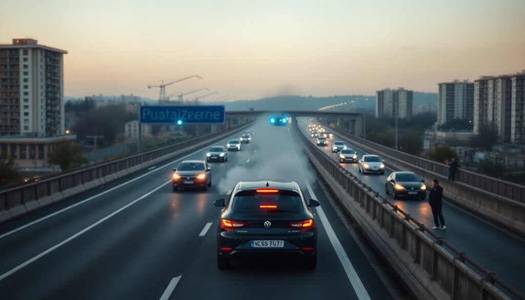 Incendio auto sulla tangenziale nord di Torino con rallentamenti alla viabilità