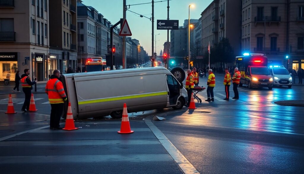 Scontro a un incrocio di Torino: furgone si ribalta e autista grave al Cto