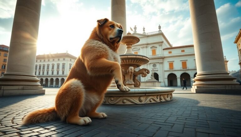 Mario Forcherio e la sua serie AI di cani giganti nelle piazze di Torino
