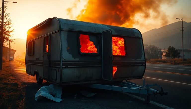 Roulotte in fiamme a Busano: il proprietario si salva