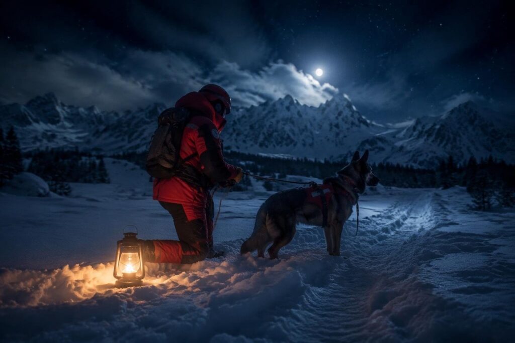 Intervento notturno del soccorso alpino piemontese per una coppia e il loro cane