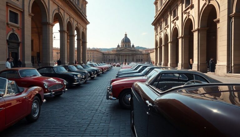 Raduno di auto storiche a Chiusa di San Michele in piazza Martiri della Buonaria