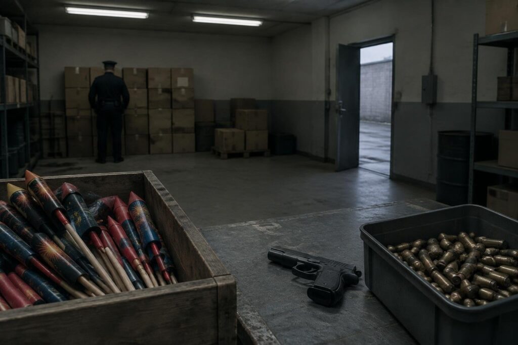 Casa di spacciatore a Asti: pistola rubata e 10.000 fuochi sequestrati