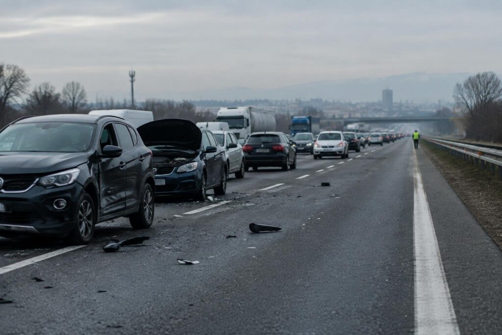 Collisione tra due auto e furgoncino blocca la tangenziale di Torino